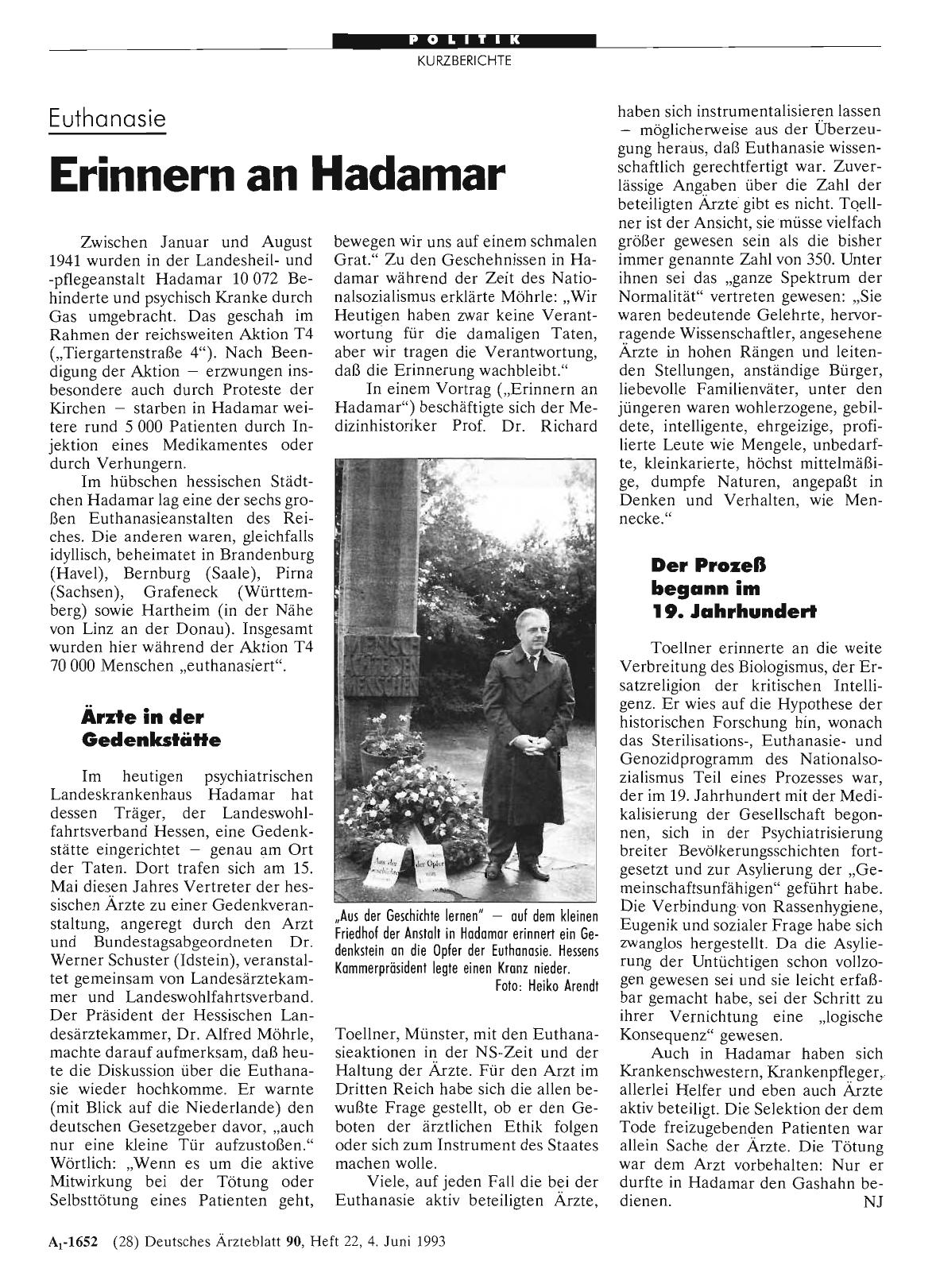 Vorschauseite 1: Euthanasie: Erinnern an Hadamar