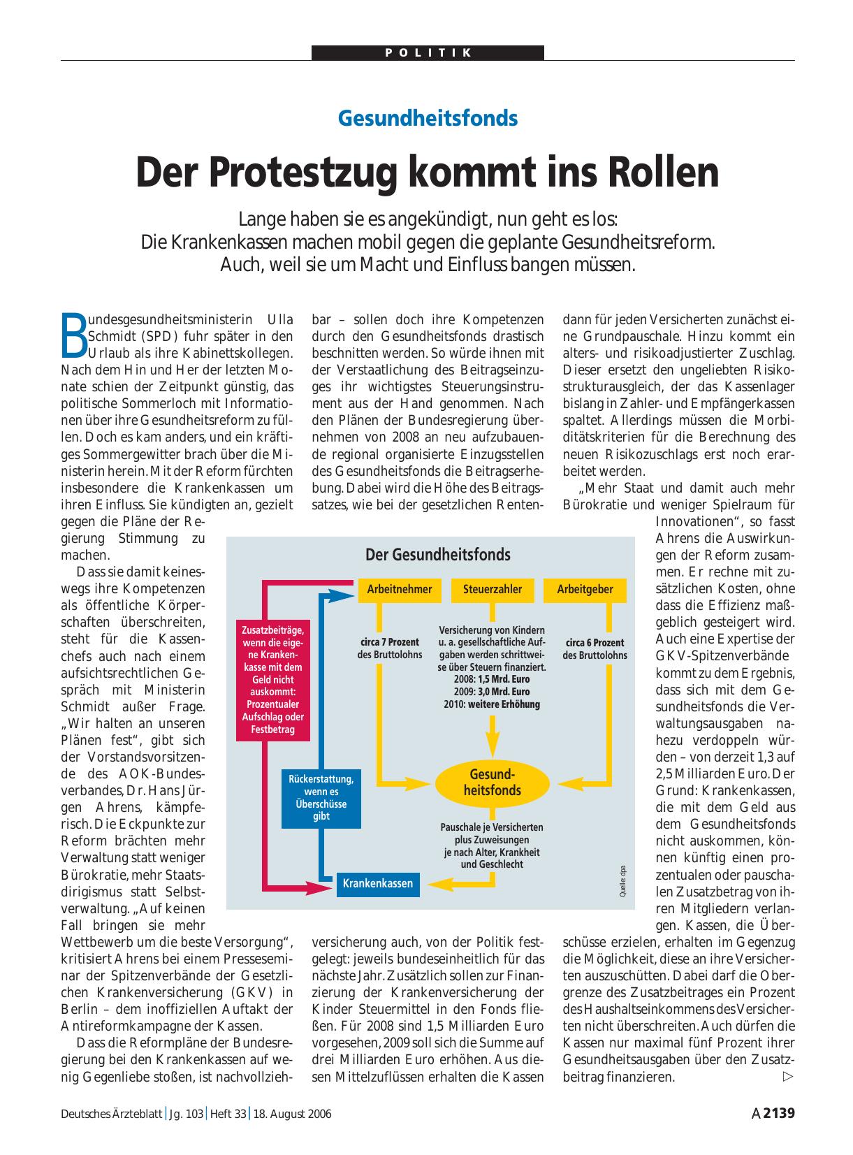 Vorschauseite 1: Gesundheitsfonds: Der Protestzug kommt ins Rollen