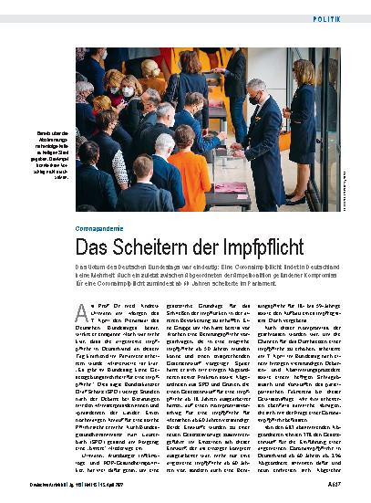 Vorschauseite 1: Coronapandemie: Das Scheitern der Impfpflicht