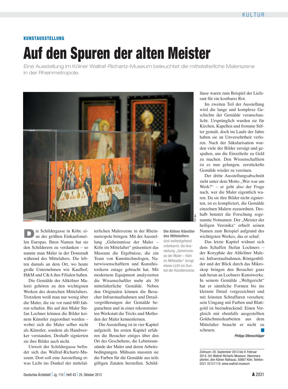 Vorschauseite 1: Kunstausstellung: Auf den Spuren der alten Meister