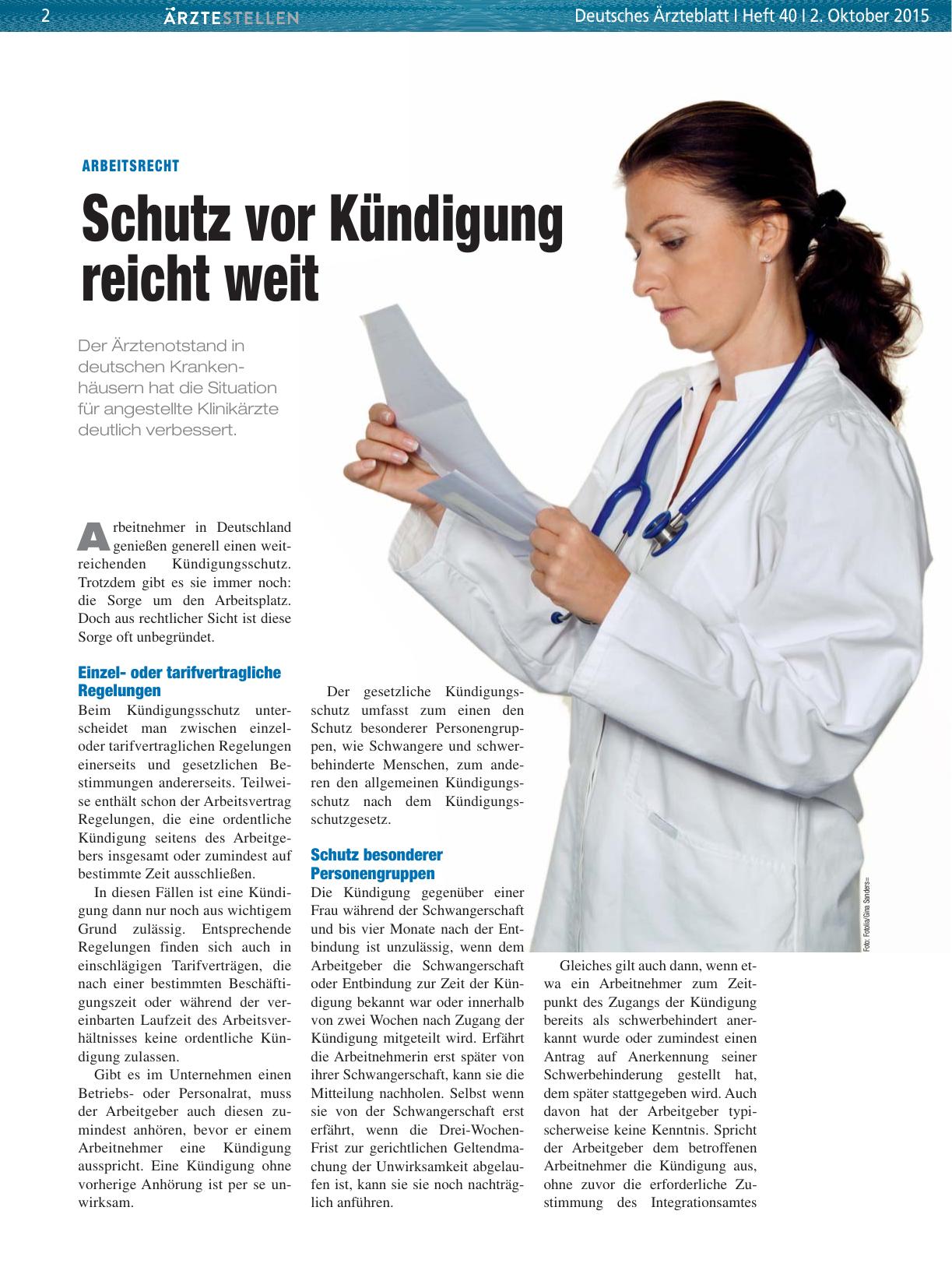 Vorschauseite 1: Arbeitsrecht: Schutz vor Kündigung reicht weit