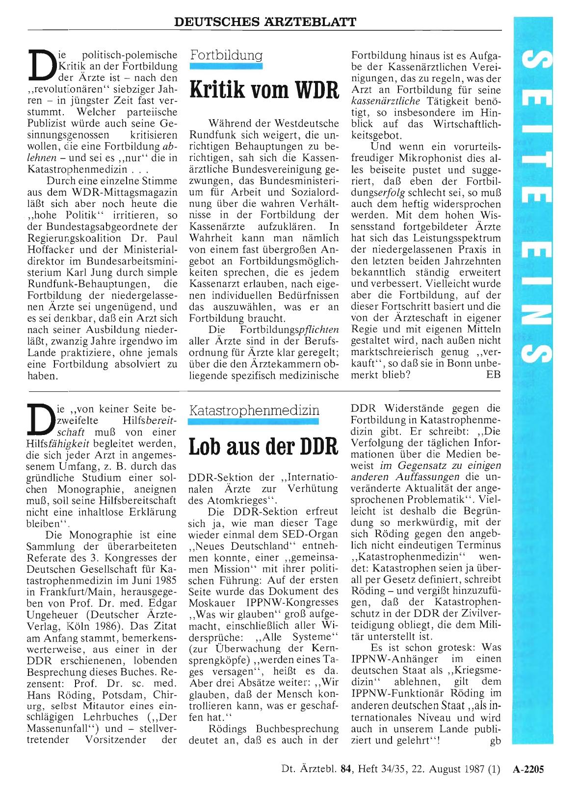Vorschauseite 1: Katastrophenmedizin: Lob aus der DDR