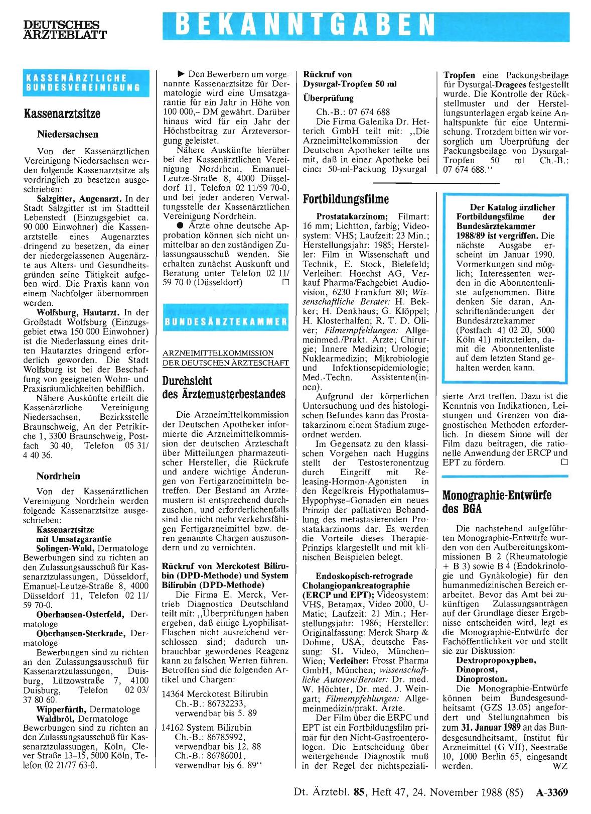 Vorschauseite 1: Monographie-Entwürfe des BGA