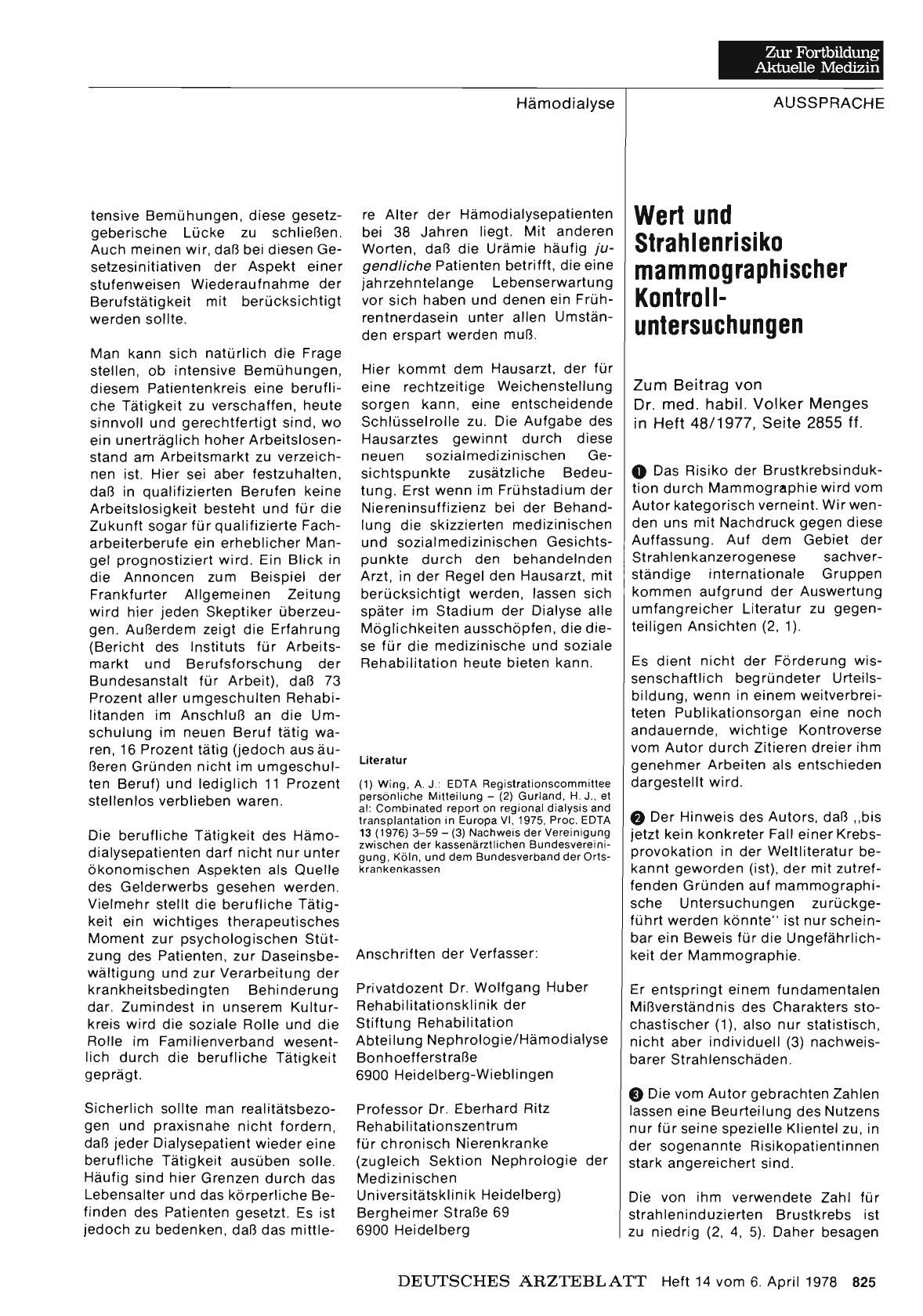 Vorschauseite 1: Wert und Strahlenrisiko mammographisch er Kontrolluntersuchungen