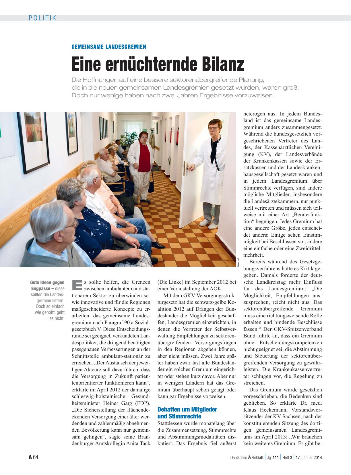 Vorschauseite 1: Gemeinsame Landesgremien: Eine ernüchternde Bilanz