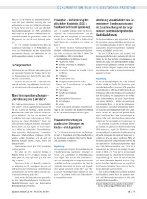 Vorschauseite 3: Entschliessungen zum Tagesordnungspunkt VI: Tätigkeitsbericht der Bundesärztekammer
