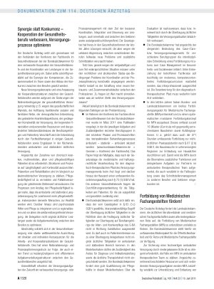 Vorschauseite 4: Entschliessungen zum Tagesordnungspunkt VI: Tätigkeitsbericht der Bundesärztekammer