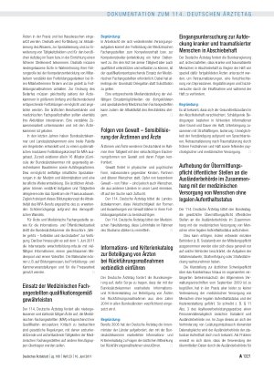 Vorschauseite 5: Entschliessungen zum Tagesordnungspunkt VI: Tätigkeitsbericht der Bundesärztekammer
