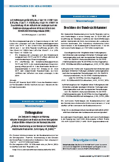 Vorschauseite 1: Beschluss der Bundesärztekammer: Curriculare Fortbildungen