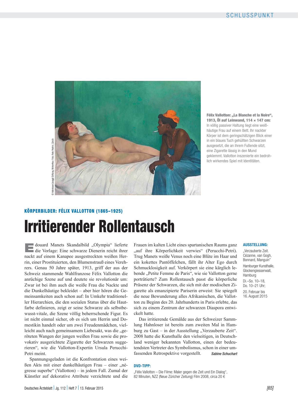 Vorschauseite 1: Körperbilder – Félix Vallotton (1865 – 1925): Irritierender Rollentausch