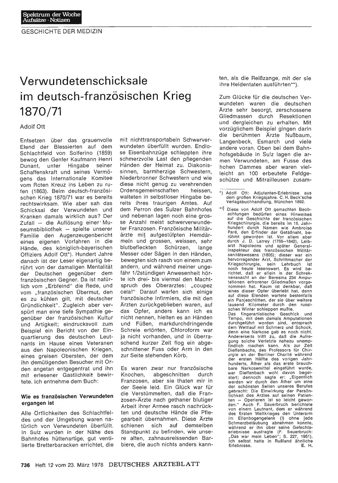 Vorschauseite 1: Verwundetenschicksale im deutsch-französischen Krieg 1870/71