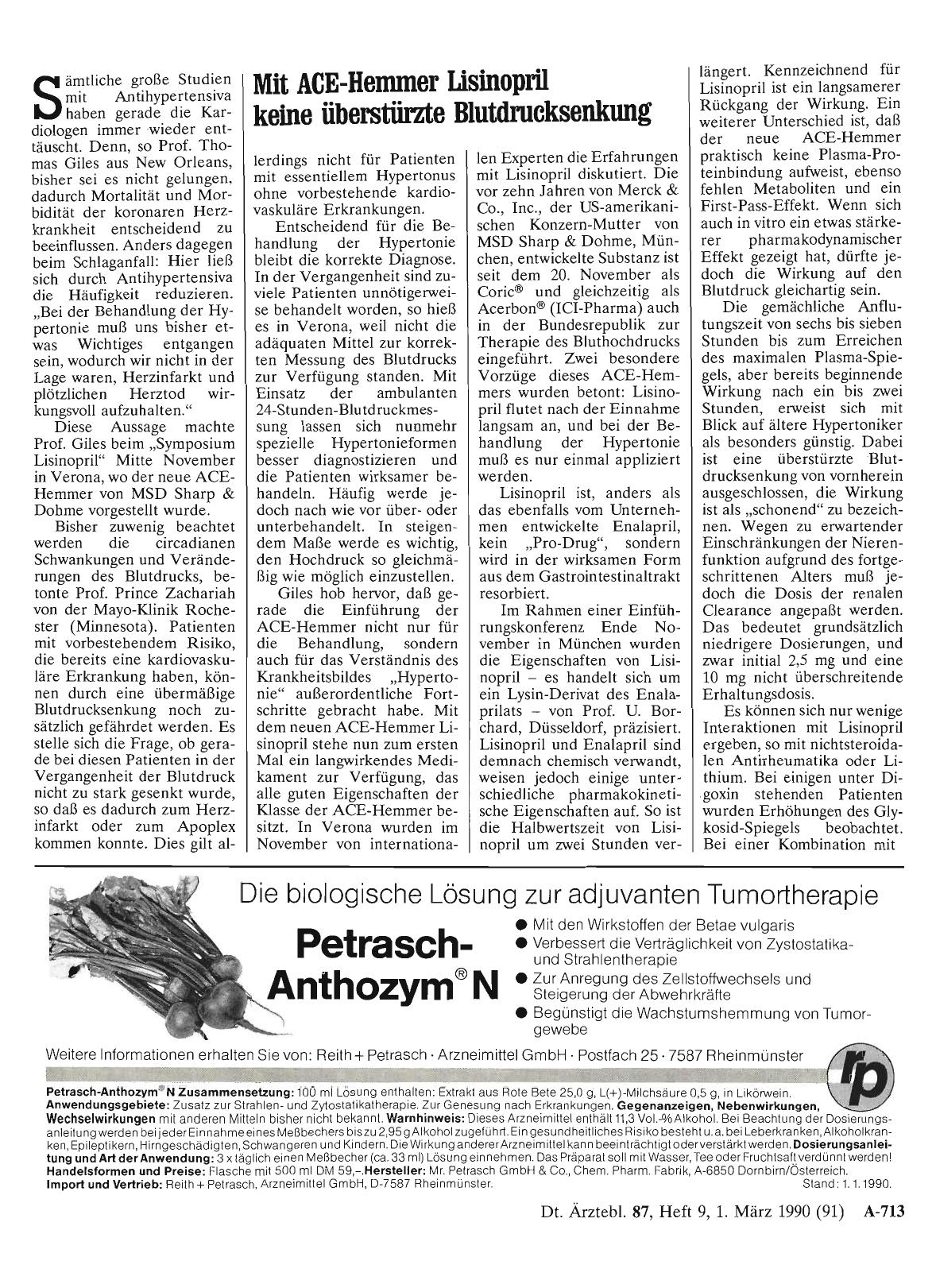 Vorschauseite 1: Mit ACE-Hemmer Lisinopril keine überstürzte Blutdrucksenkung