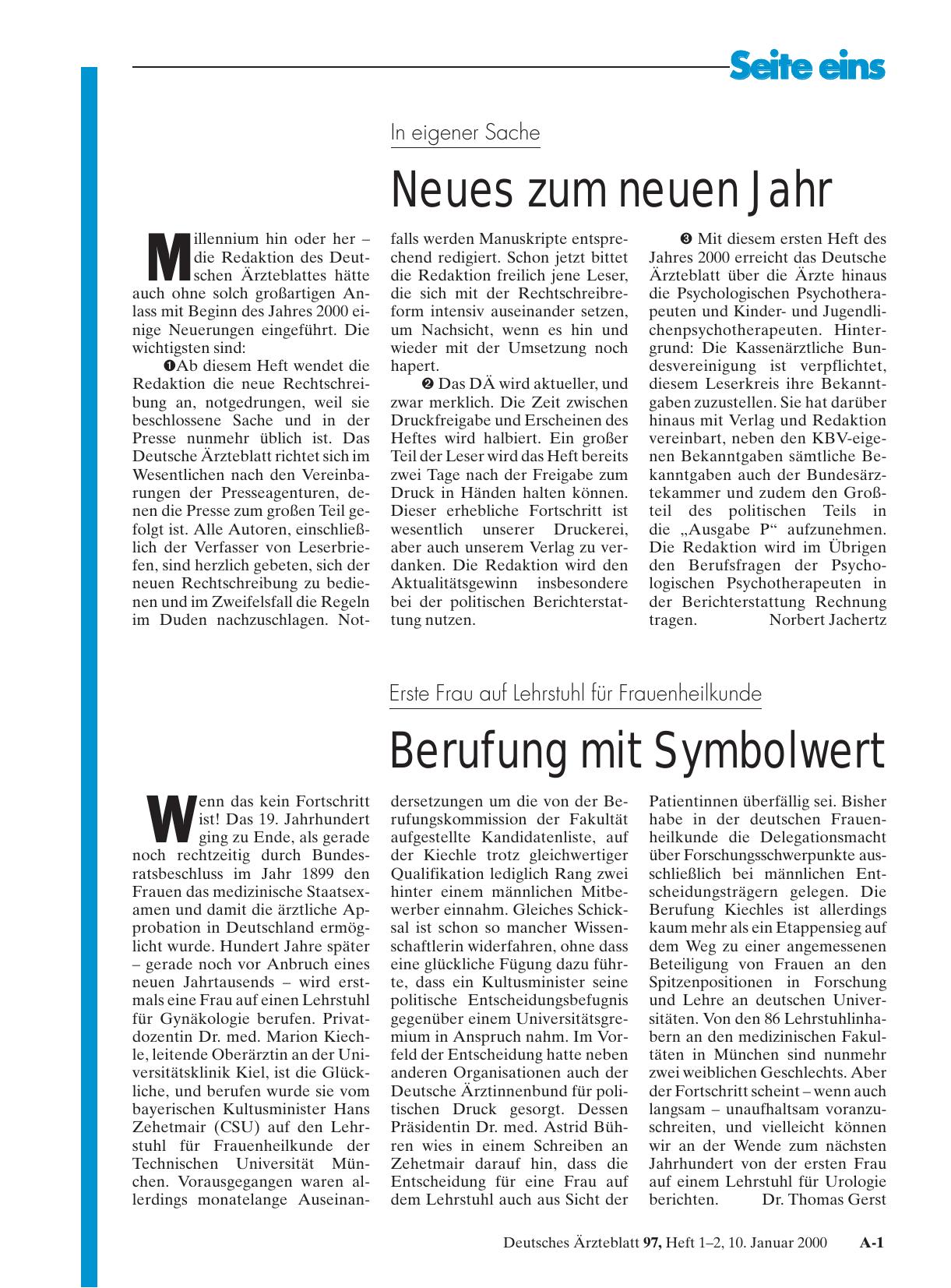 Vorschauseite 1: In eigener Sache: Neues zum neuen Jahr