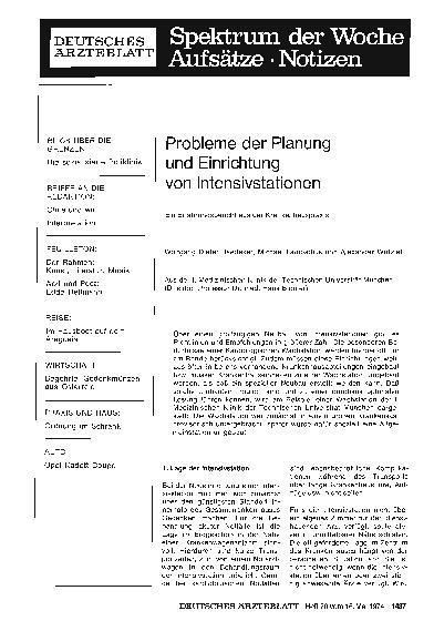 Vorschauseite 1: Probleme der Planung und Einrichtung von Intensivstationen