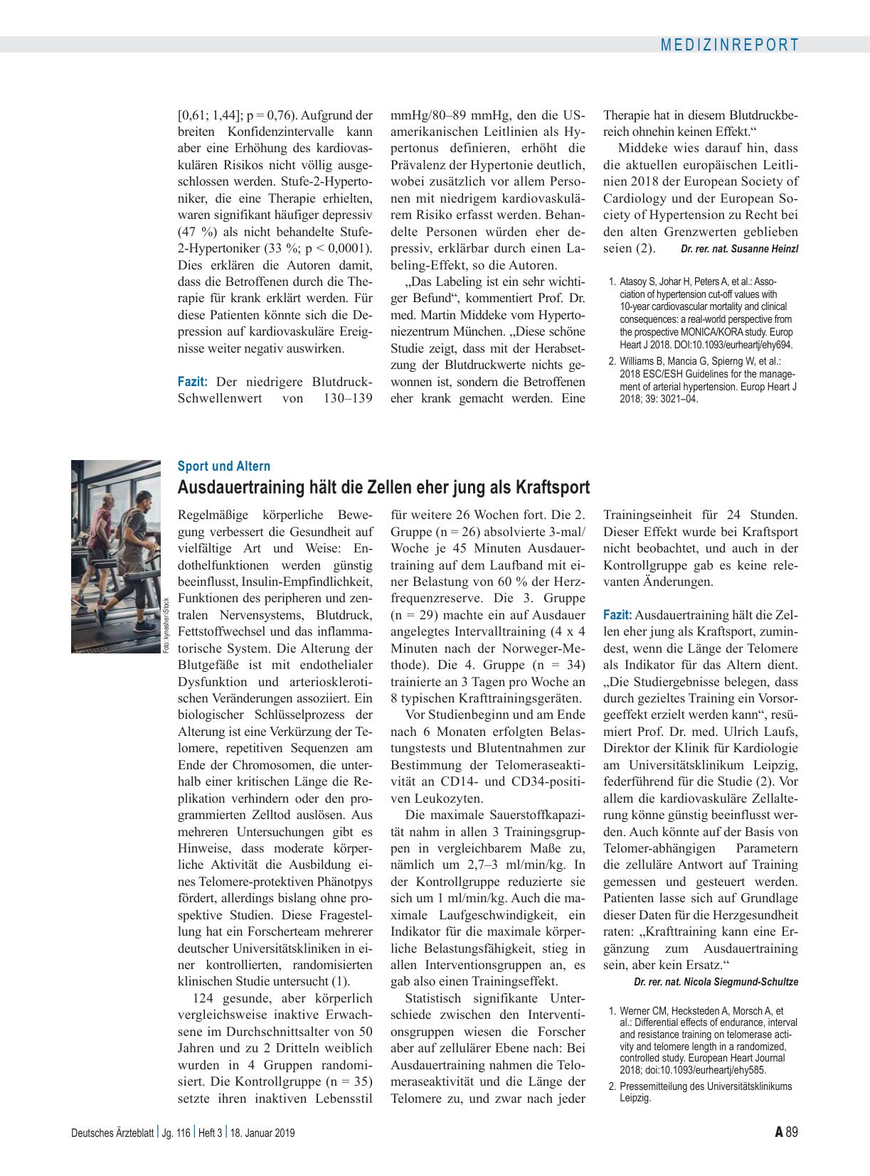 Vorschauseite 1: Sport und Altern: Ausdauertraining hält die Zellen eher jung als Kraftsport