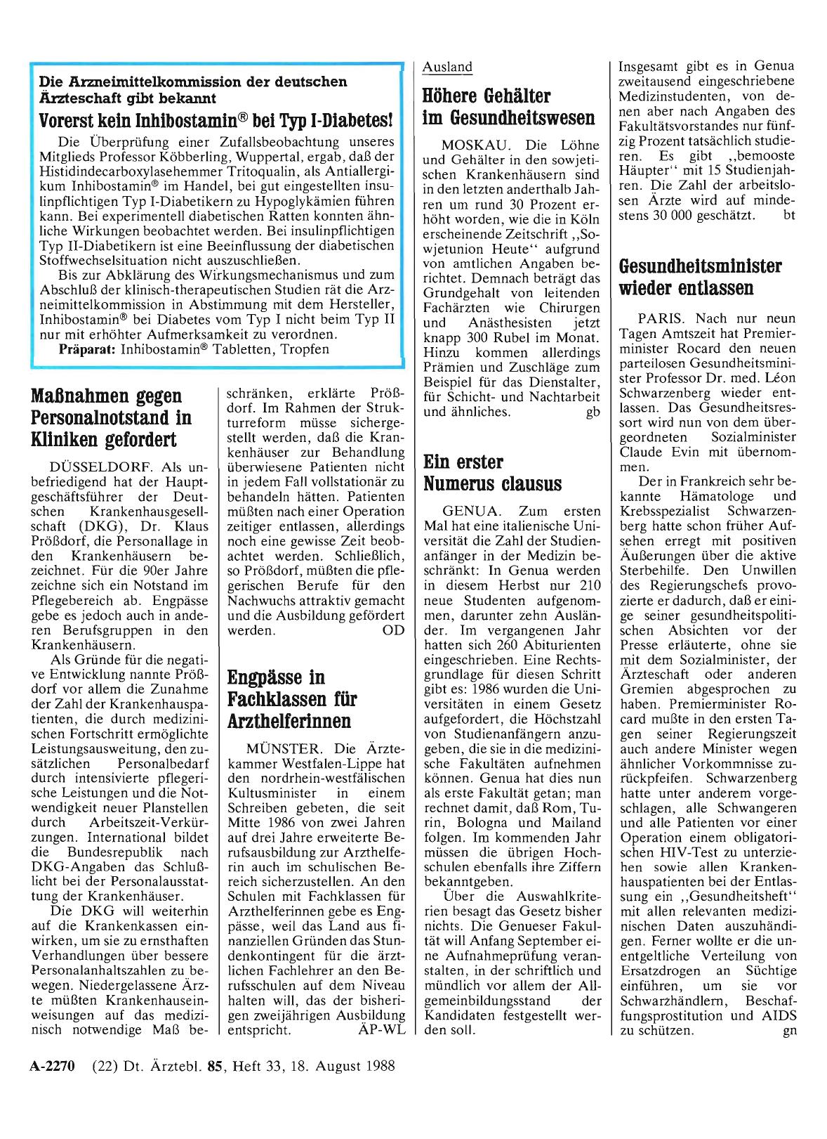 Vorschauseite 1: Gesundheitsminister wieder entlassen