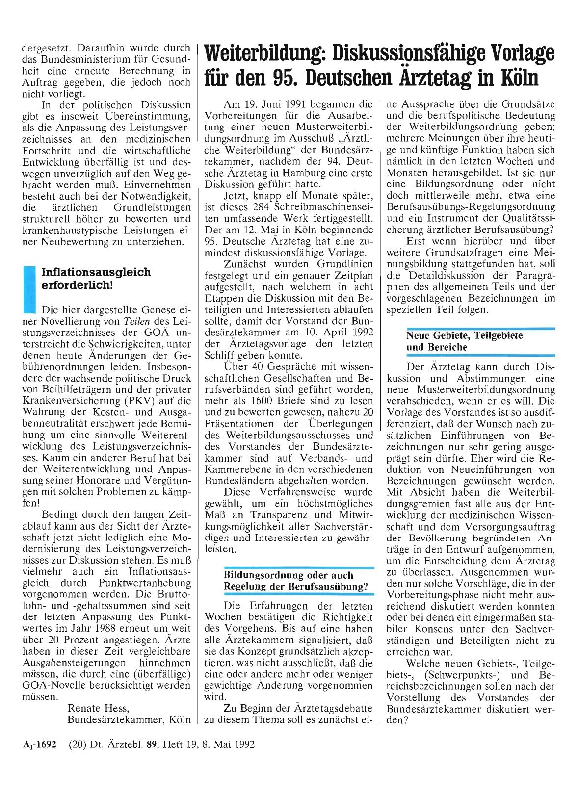 Vorschauseite 1: Weiterbildung: Diskussionsfähige Vorlage für den 95. Deutschen Ärztetag in Köln