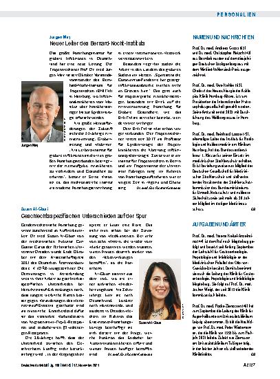 Vorschauseite 1: Jürgen May: Neuer Leiter des Bernard-Nocht-Instituts
