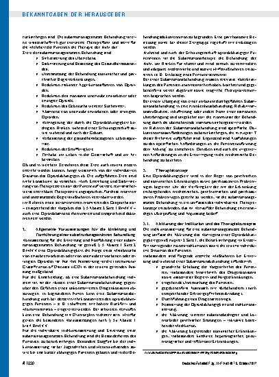 Vorschauseite 2: Richtlinie der Bundesärztekammer zur Durchführung der substitutionsgestützten Behandlung Opioidabhängiger