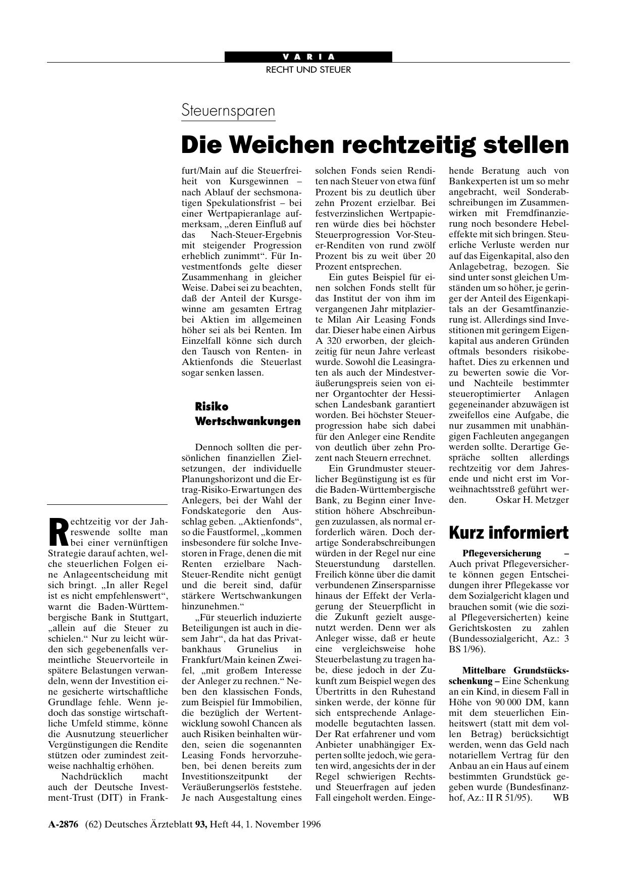 Vorschauseite 1: Kurz informiert