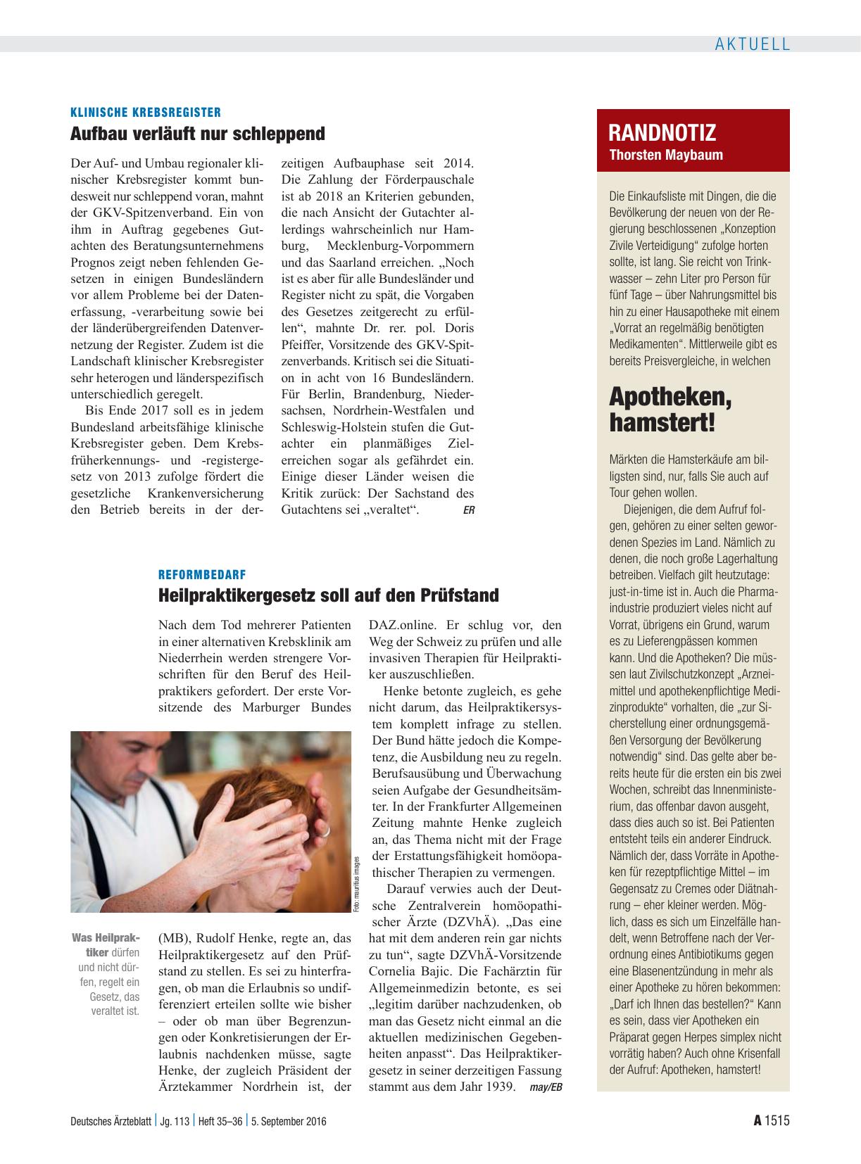 Vorschauseite 1: Randnotiz: Apotheken, hamstert!