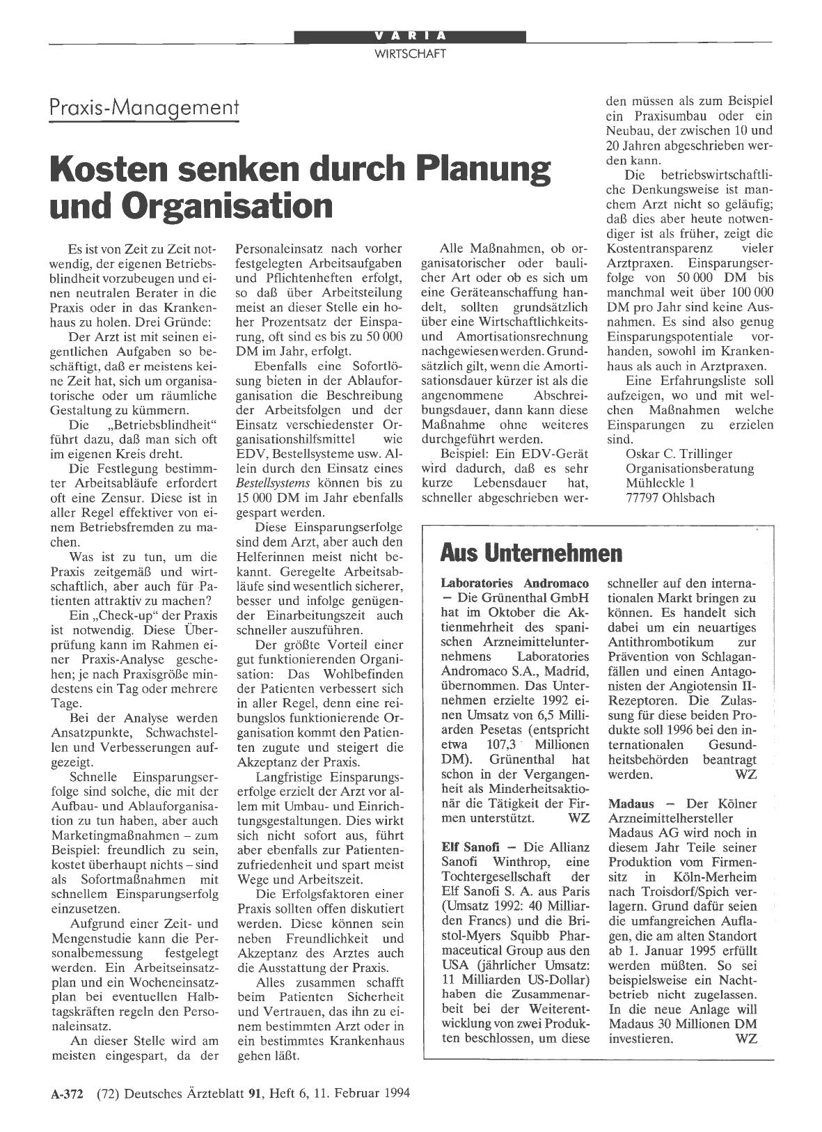 Vorschauseite 1: Aus Unternehmen