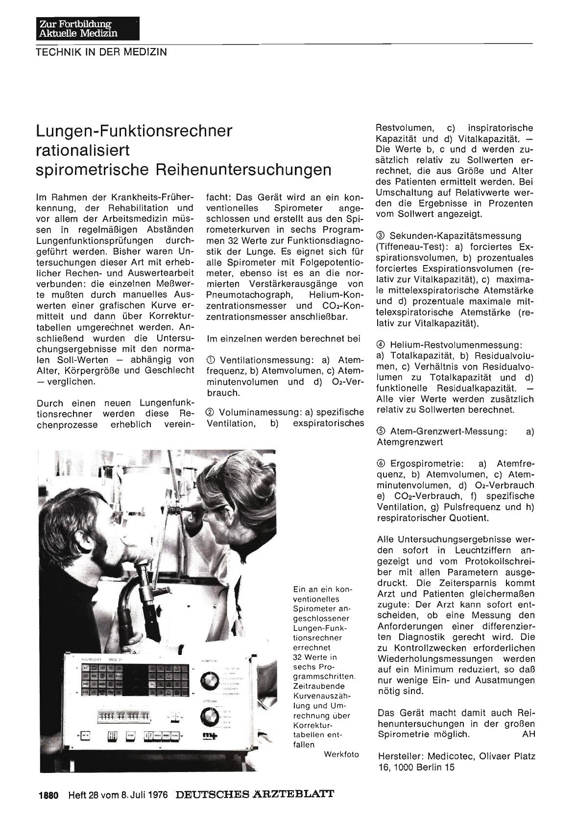 Vorschauseite 1: Lungen-Funktionsrechner rationalisiert spirometrische Reihenuntersuchungen