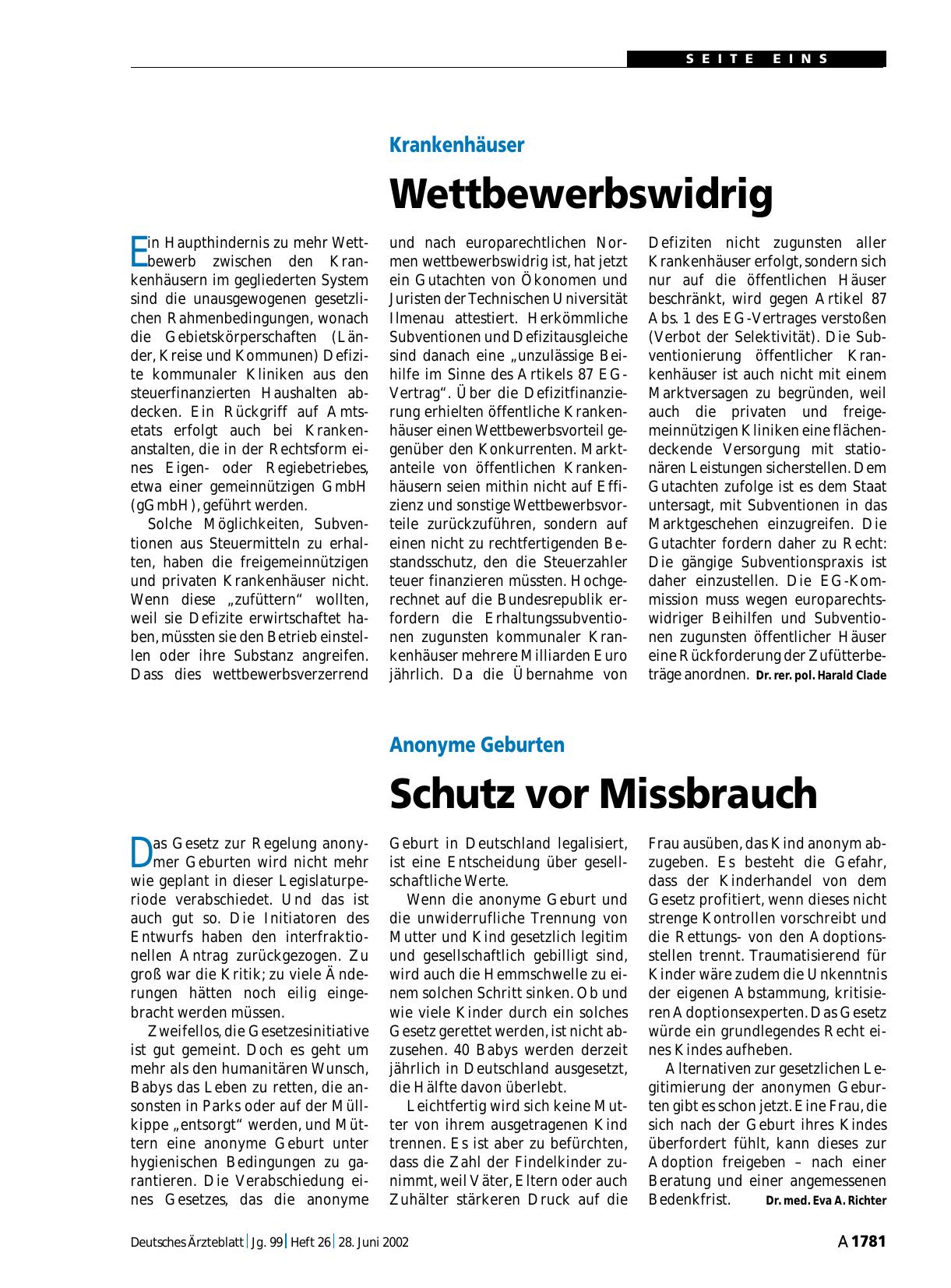 Vorschauseite 1: Anonyme Geburten: Schutz vor Missbrauch