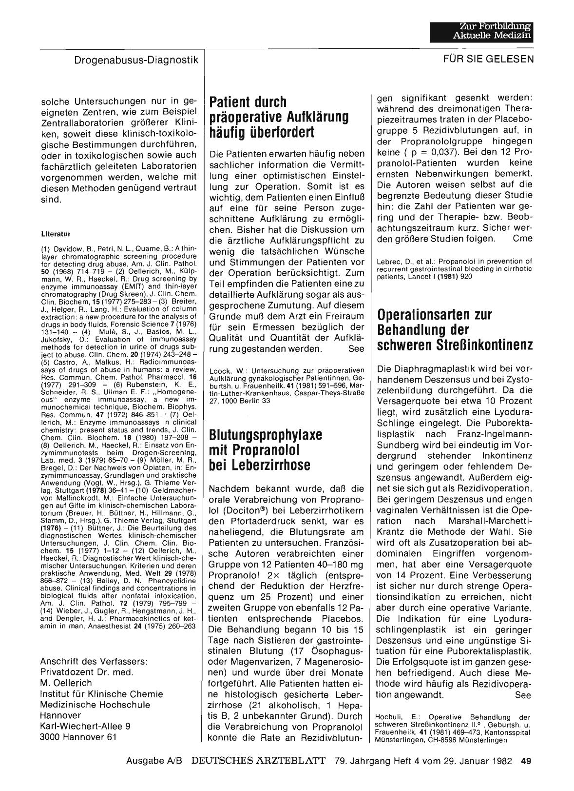 Vorschauseite 1: Blutungsprophylaxe mit Propranolol bei Leberzirrhose