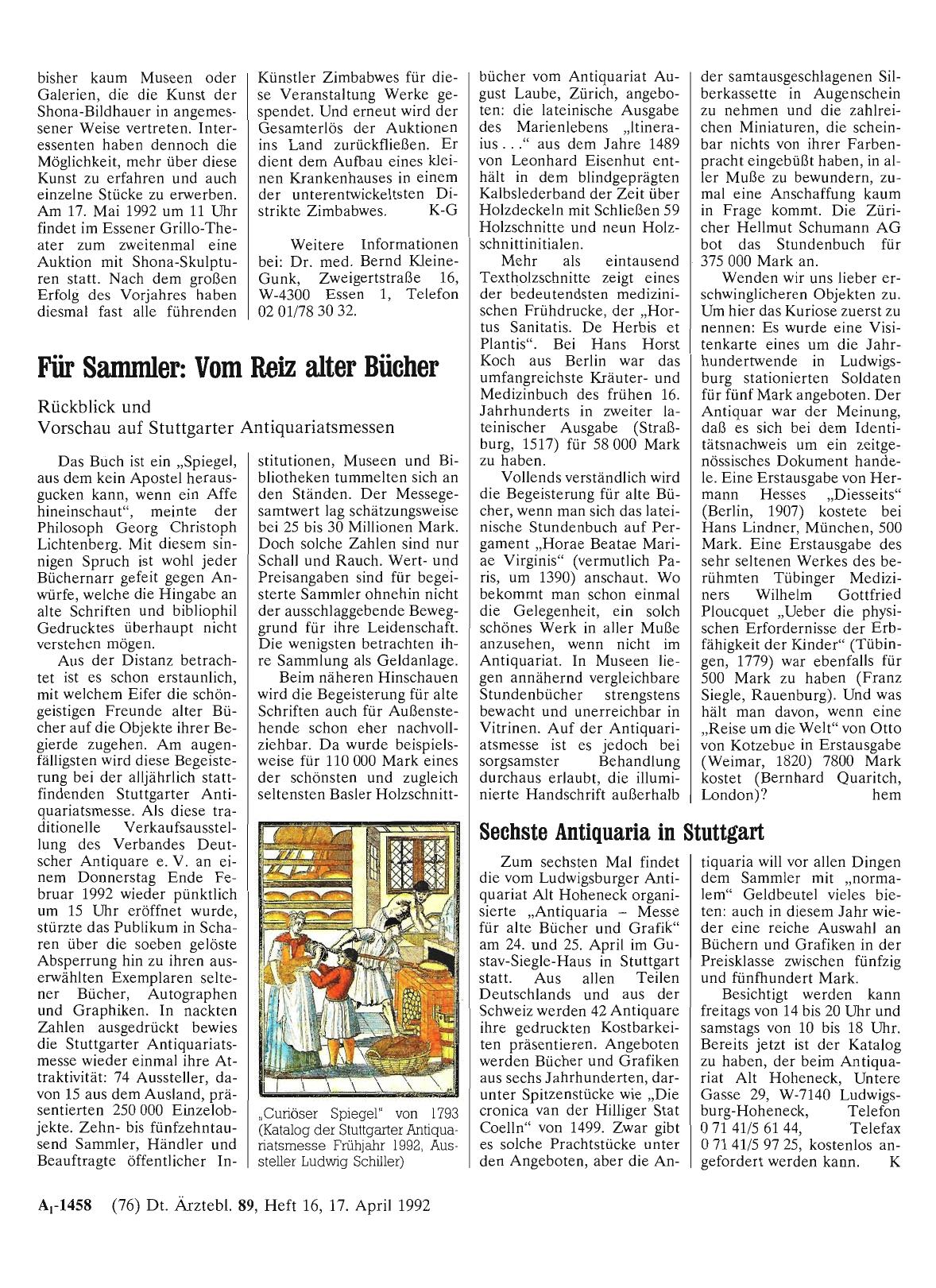 Vorschauseite 1: Sechste Antiquaria in Stuttgart
