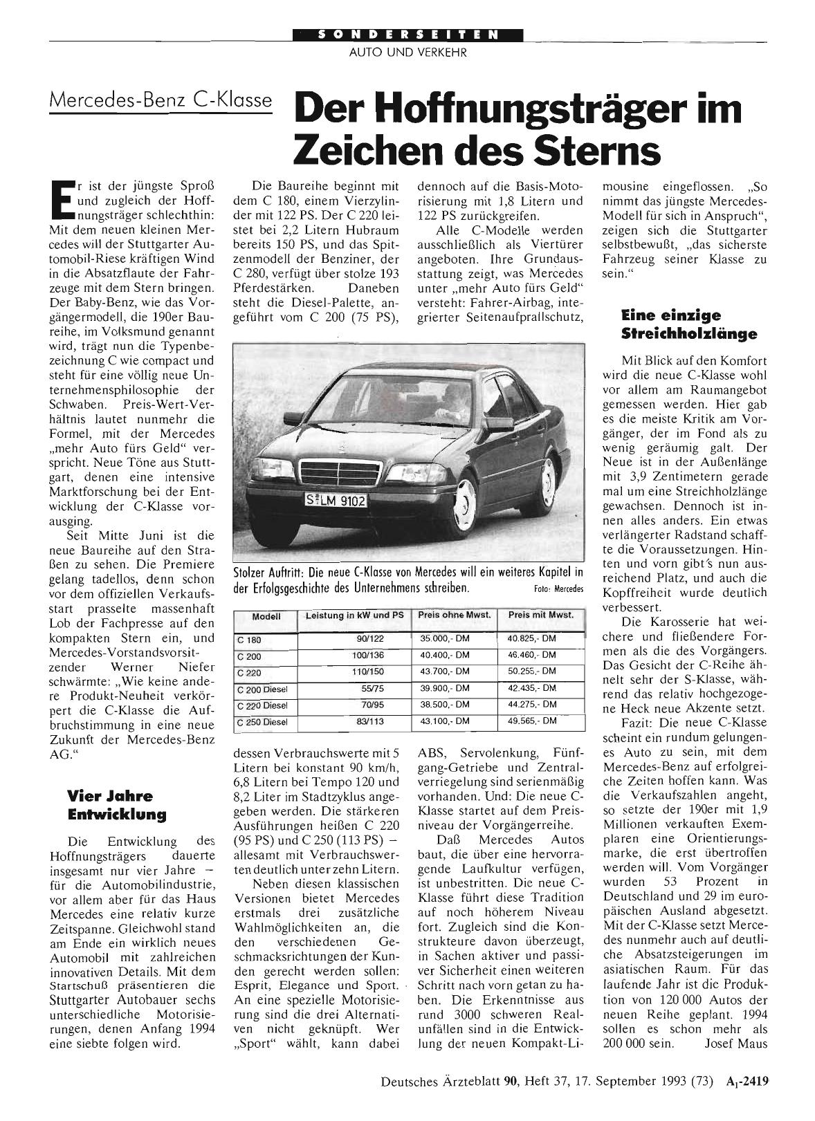 Vorschauseite 1: Mercedes-Benz C-Klasse: Der Hoffnungsträger im Zeichen des Sterns