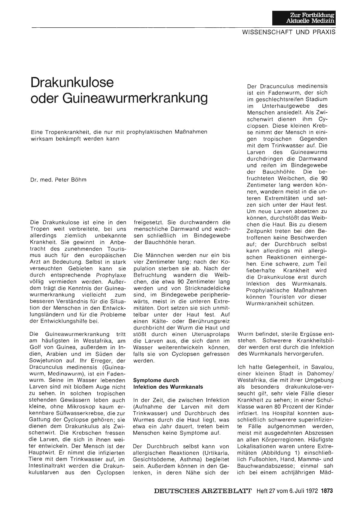 Vorschauseite 1: Drakunkulose oder Guineawurmerkrankung