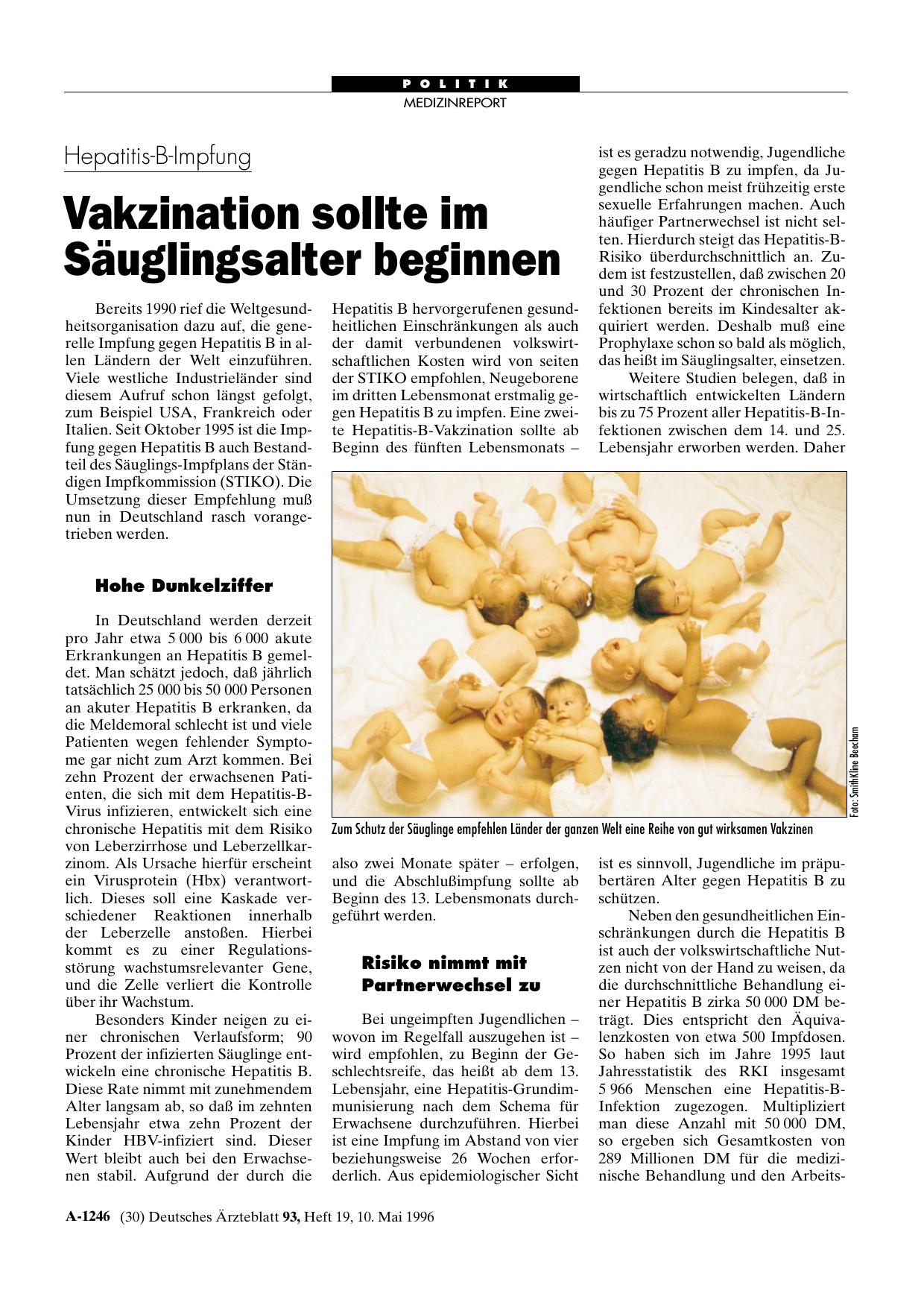Vorschauseite 1: Hepatitis-B-Impfung: Vakzination sollte im Säuglingsalter beginnen