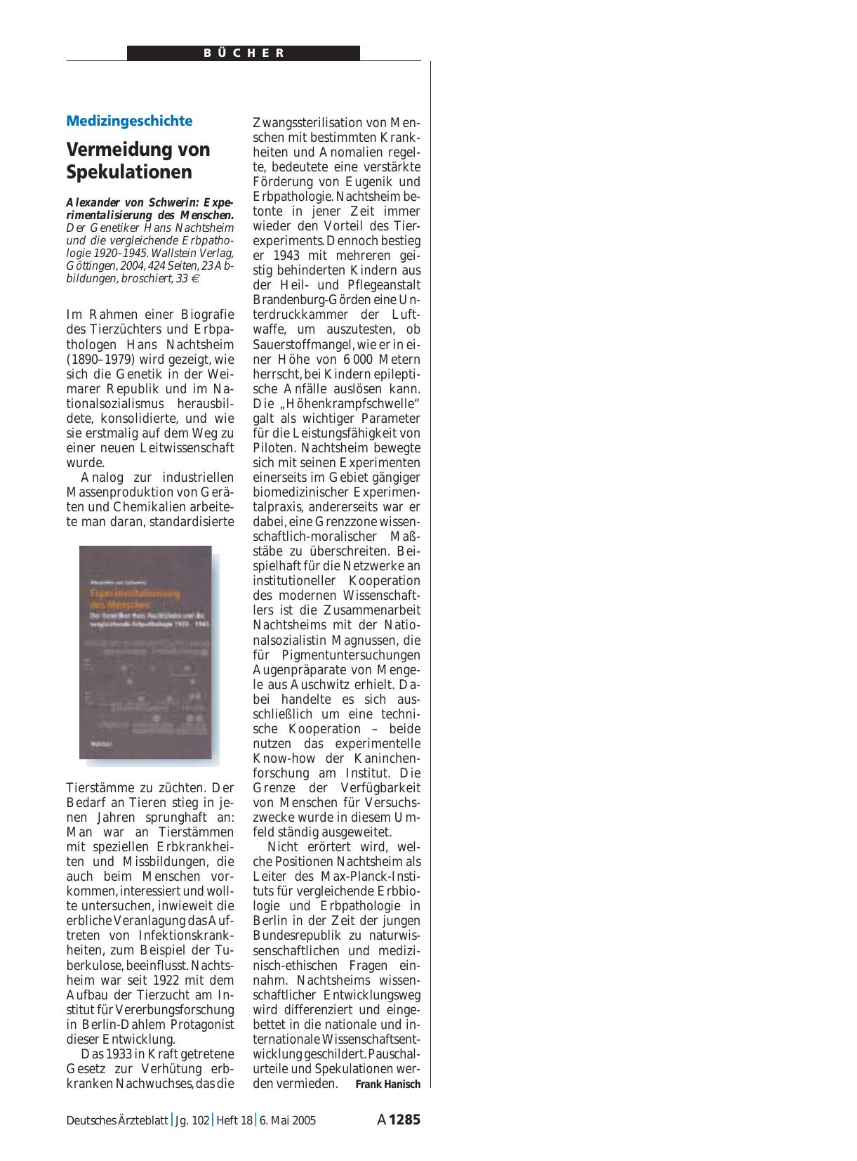 Vorschauseite 1: Experimentalisierung des Menschen