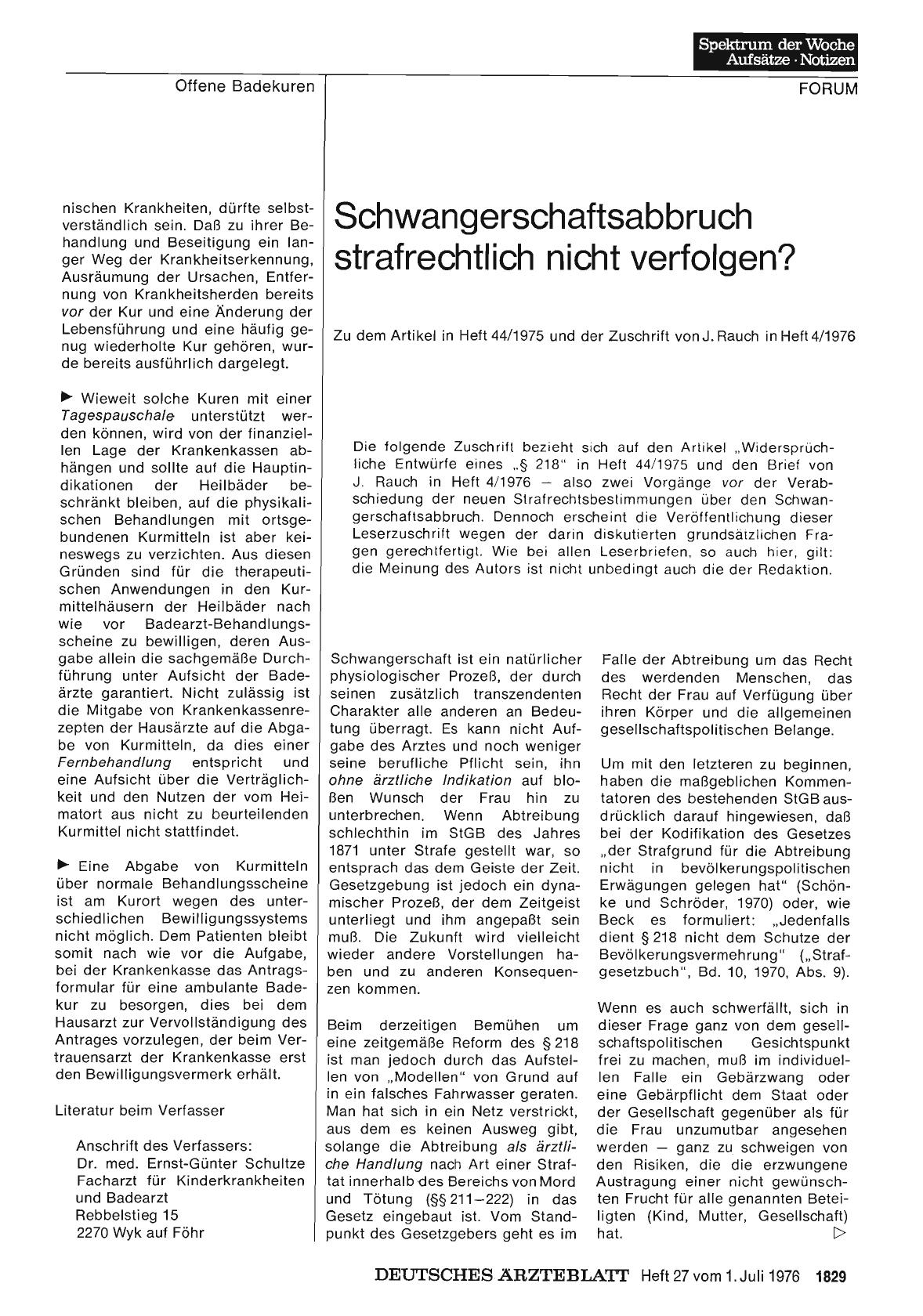 Vorschauseite 1: Schwangerschaftsabbruch strafrechtlich nicht verfolgen?