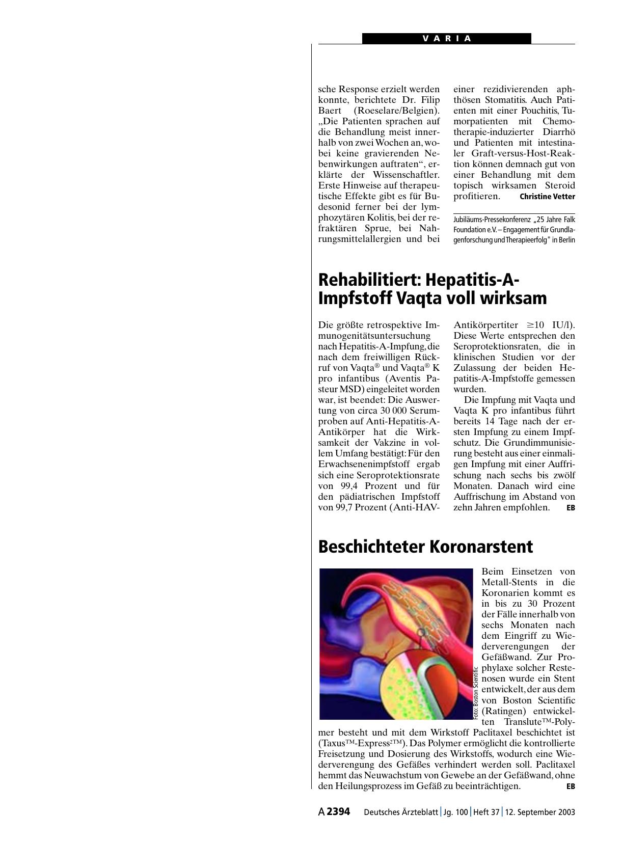 Vorschauseite 1: Beschichteter Koronarstent