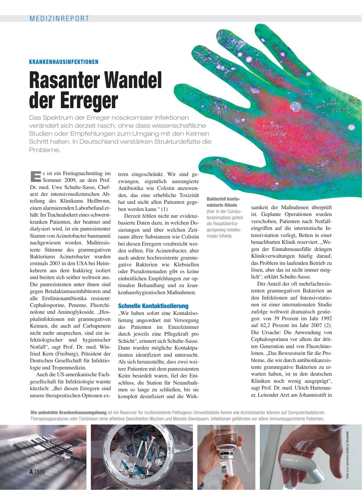 Vorschauseite 1: Krankenhausinfektionen: Rasanter Wandel der Erreger