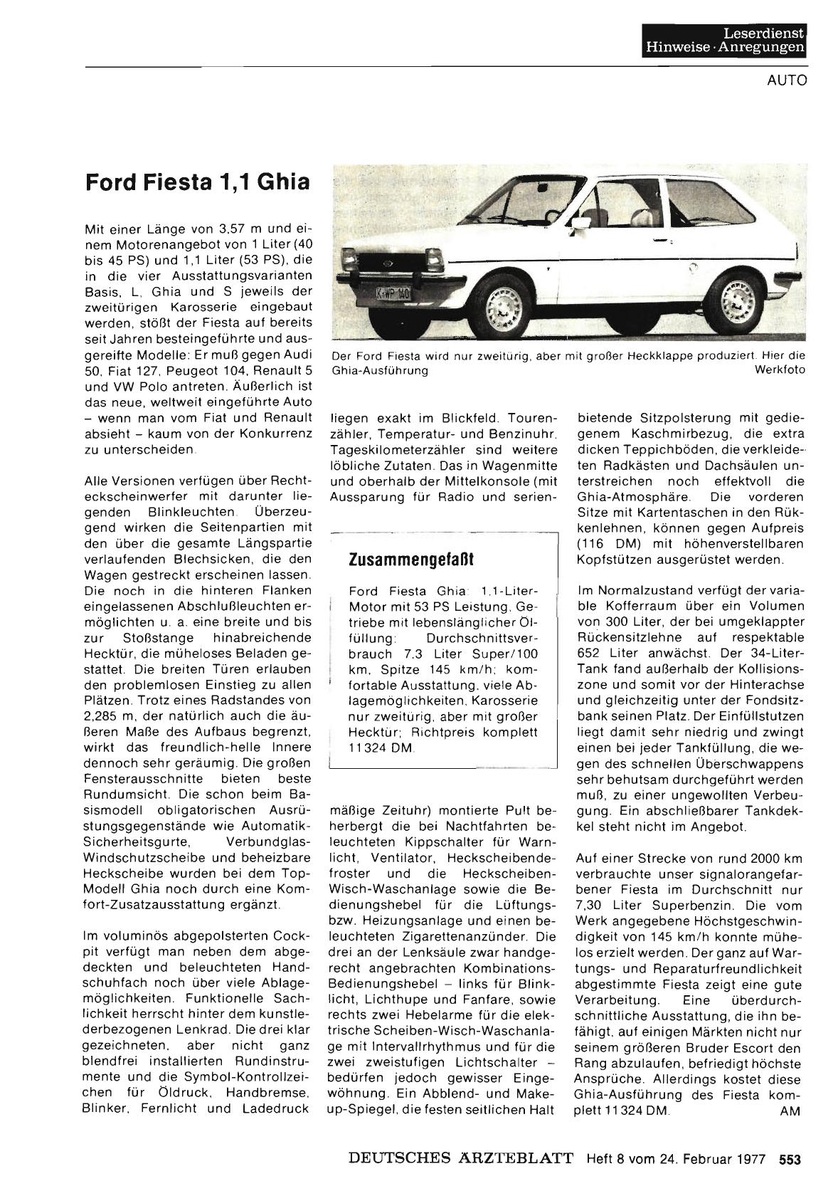 Vorschauseite 1: Ford Fiesta 1, 1 Ghia