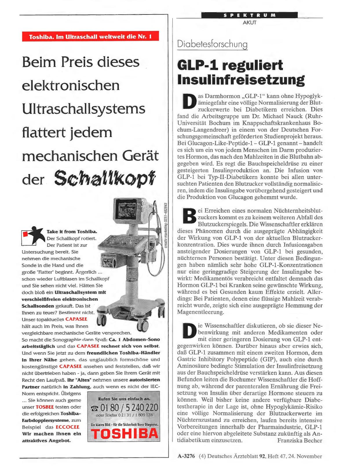 Vorschauseite 1: Diabetesforschung: GLP-1 reguliert Insulinfreisetzung