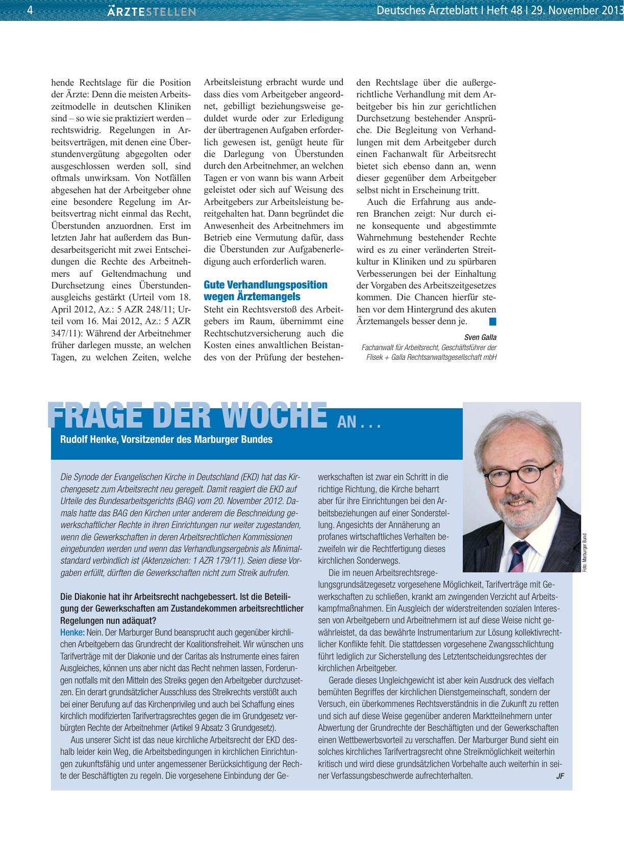 Vorschauseite 1: Frage der Woche an. .. Rudolf Henke, Vorsitzender des Marburger Bundes