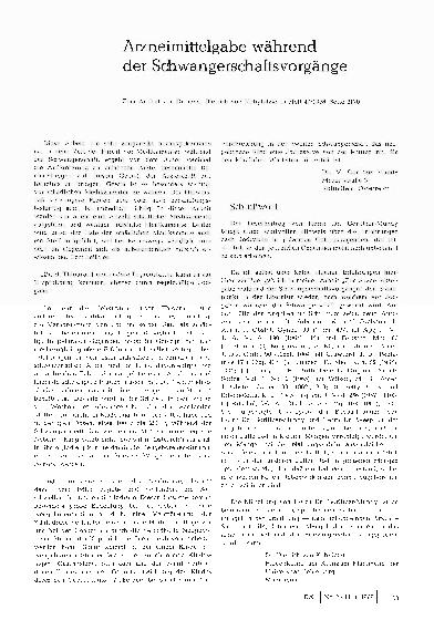 Vorschauseite 1: Arzneimittelgabe während der Schwangerschaftsvorgänge: Schlußwort