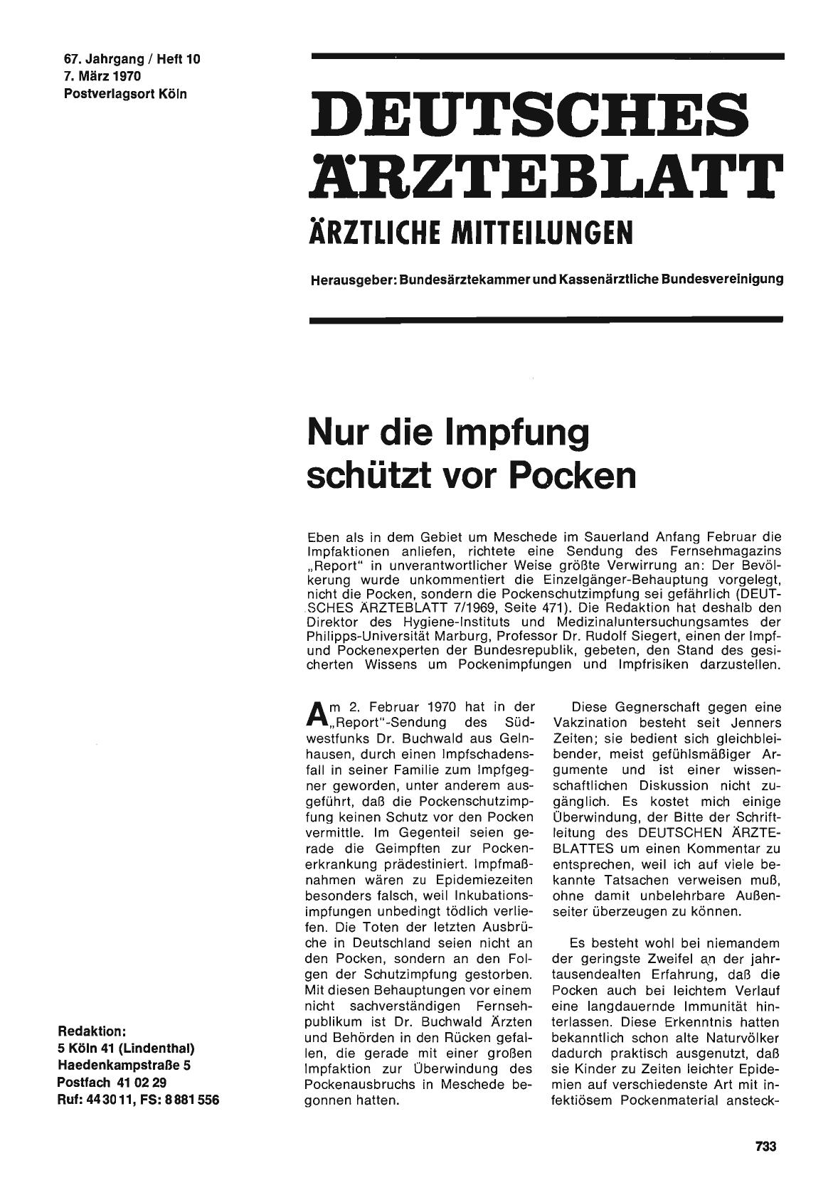 Vorschauseite 1: Nur die Impfung schützt vor Pocken