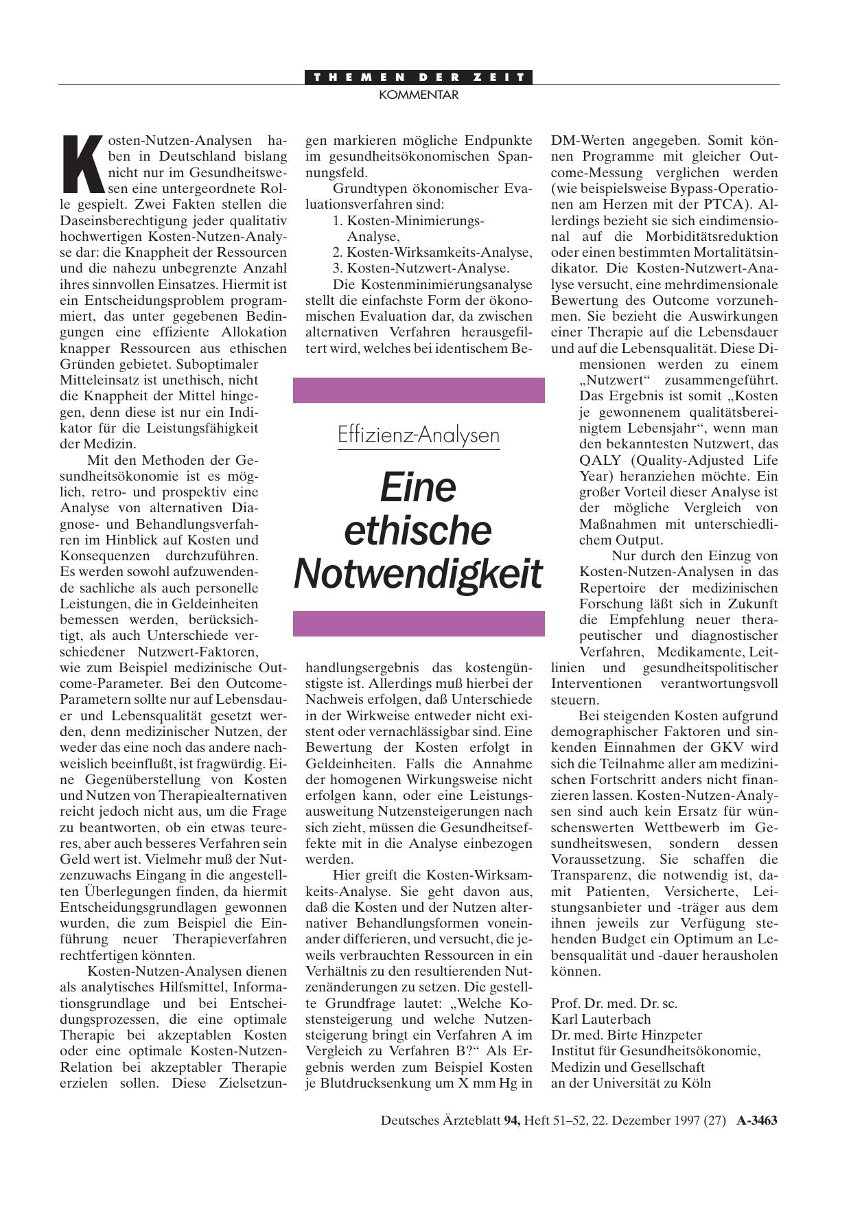 Vorschauseite 1: Effizienz-Analysen: Eine ethische Notwendigkeit