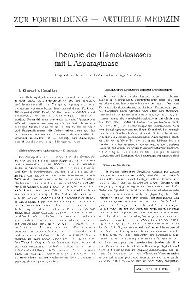 Vorschauseite 1: Therapie der Hämoblastosen mit L-Asparaginase
