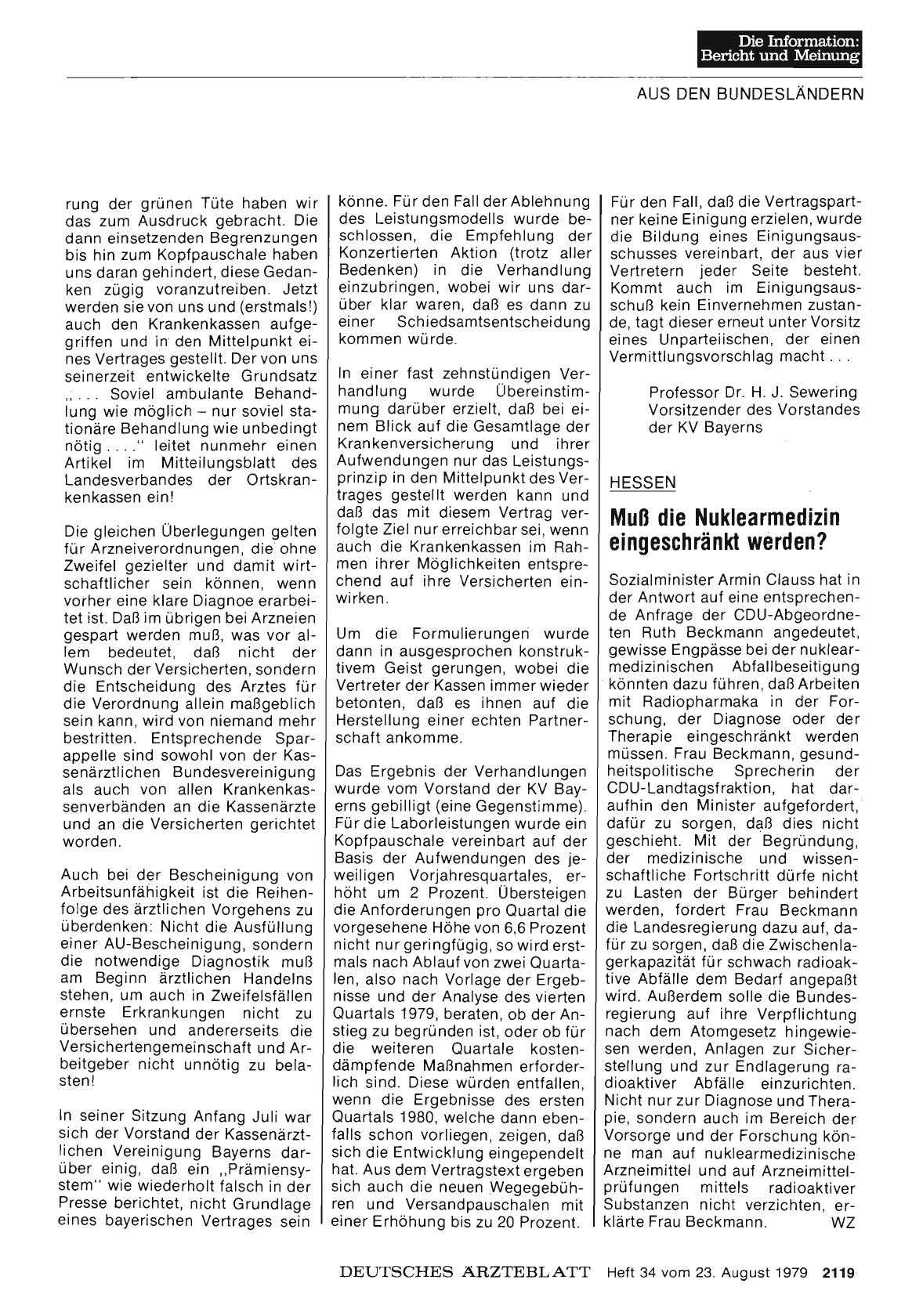 Vorschauseite 1: Hessen: Muß die Nuklearmedizin eingeschränkt werden?
