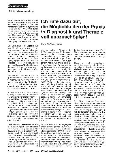 Vorschauseite 1: Ich rufe dazu auf, die Möglichkeiten der Praxis in Diagnostik und Therapie voll auszuschöpfen!