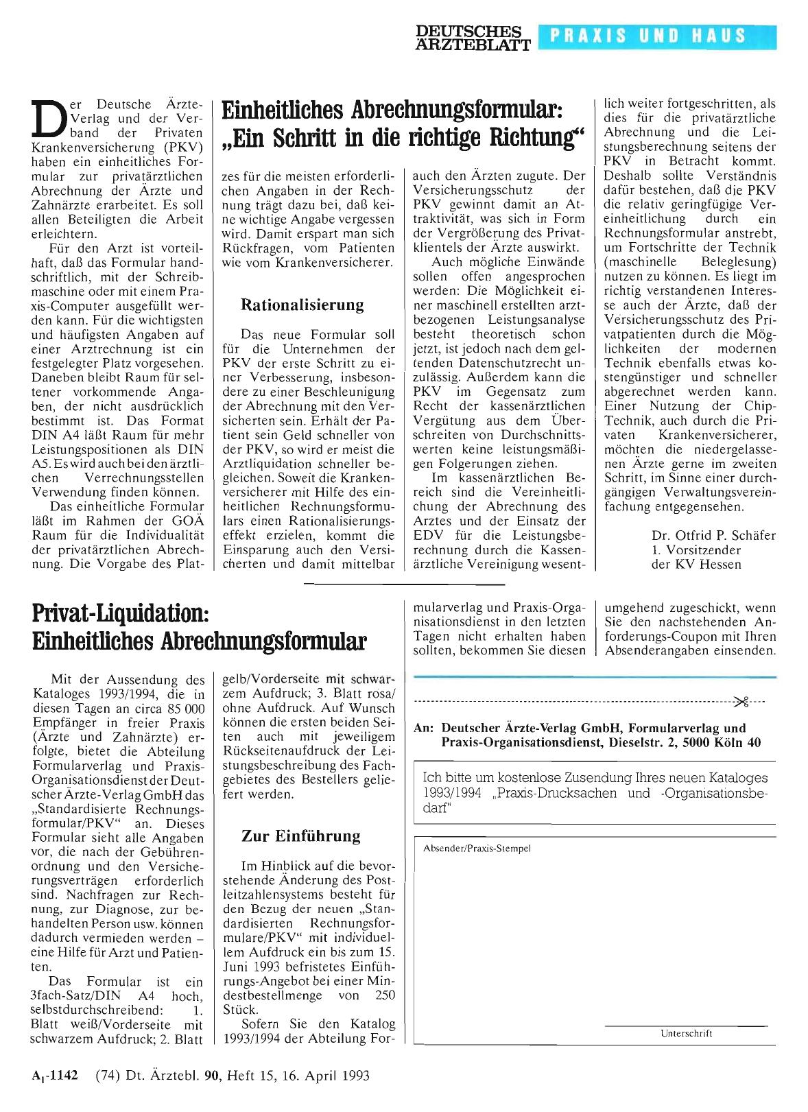 Vorschauseite 1: Privat-Liquidation: Einheitliches Abrechnungsformular