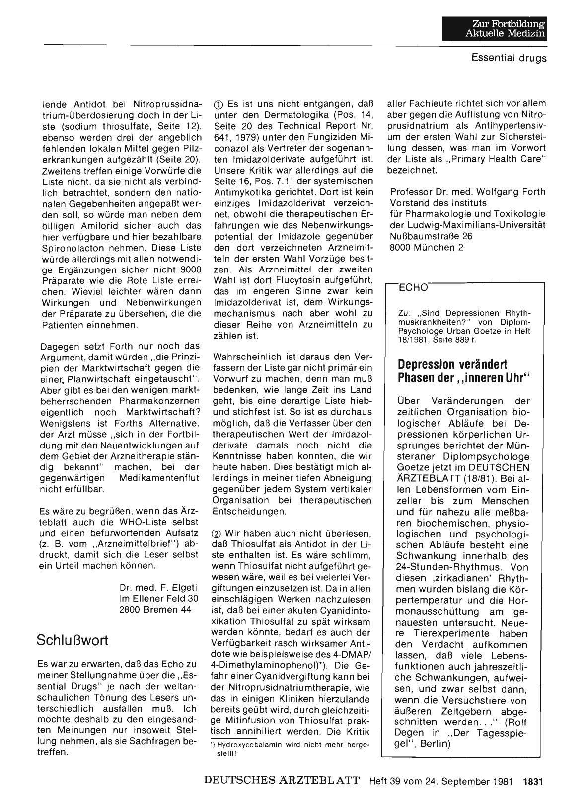 Vorschauseite 1: Depression verändert Phasen der „inneren Uhr"