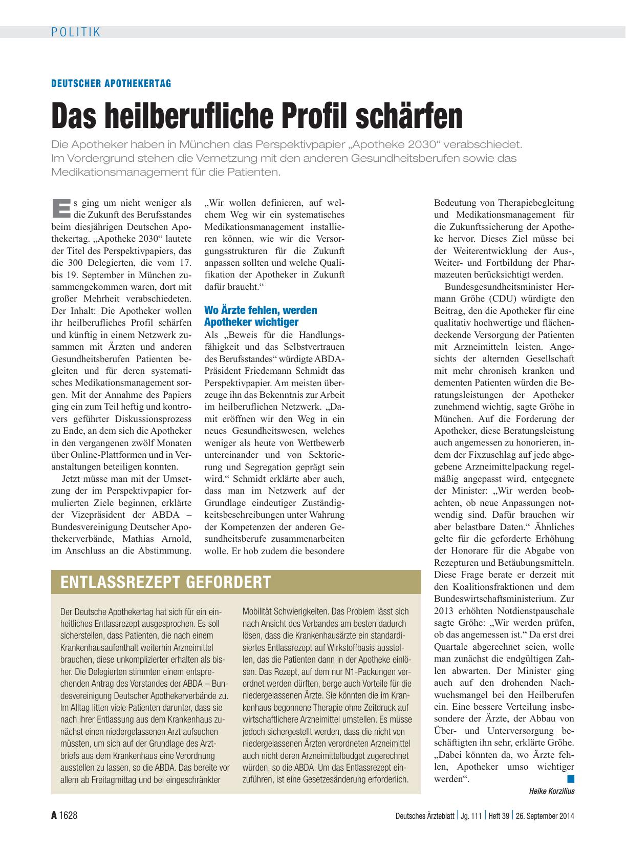 Vorschauseite 1: Deutscher Apothekertag: Das heilberufliche Profil schärfen