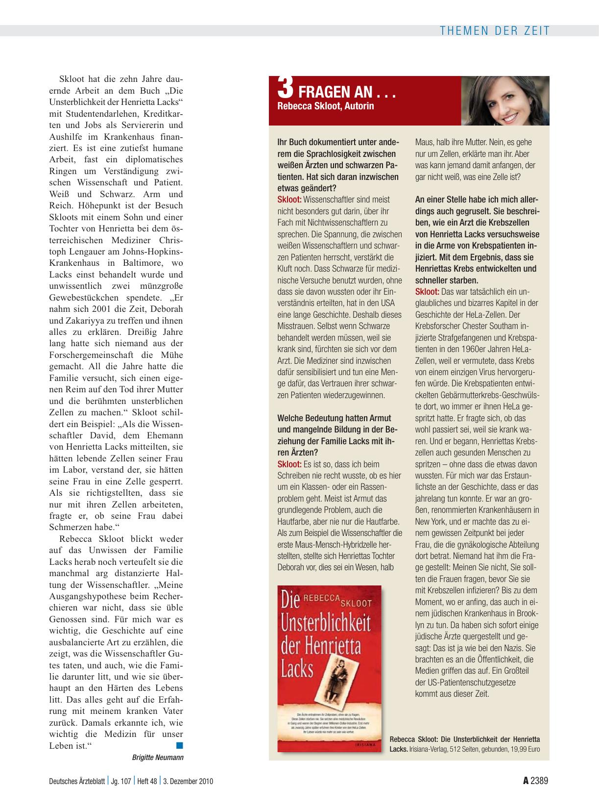 Vorschauseite 3: Geschichte der Medizin: Die unsterblichen Zellen der Henrietta Lacks